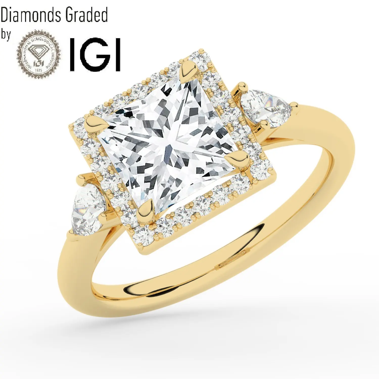 【HYERES LOR】24SS★ Lab Dia 14K 1ct Princess Solitaire Ring Lab Grown Diamond Princess Solitaire Ring (1 ct.)